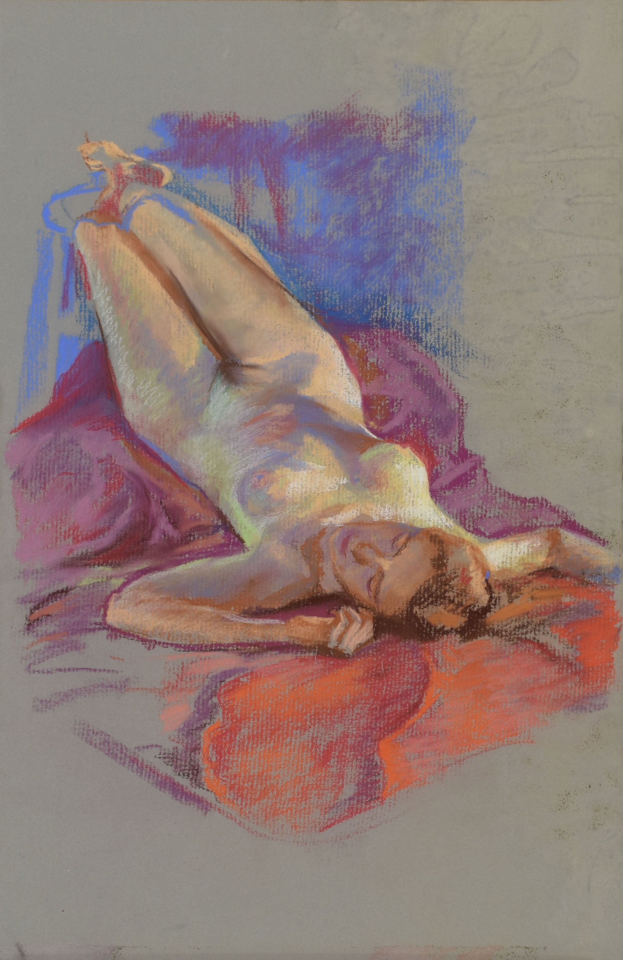 Redhead Resting Against Pink Covers